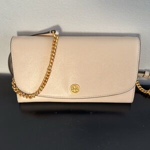 Tory Burch Robinson Leather Wallet on a Chain